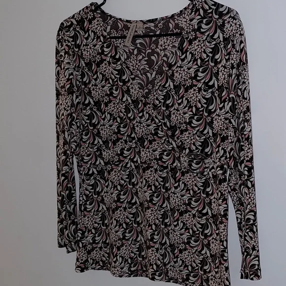 Vintage Susan Lawrence V Neck Tan/Pink Buckle Top - Picture 1 of 5